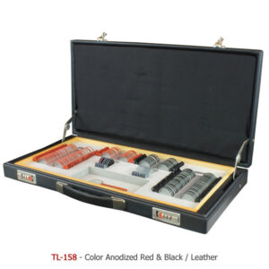 Caja de pruebas opticas Luxvision TL158 con 158 opticas anillo plastico y estuche de Piel sin monturas-0