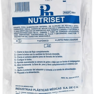 5001 Bolsa de alimentacion Enteral Nutriset para Adulto de 1500 ml.cuenta con camara de goteo .  VENTA MÍNIMA SUGERIDA 10 PIEZAS.