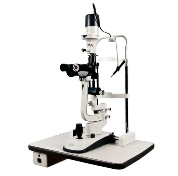 ESL-2600 Lampara de Hendidura Ezer tipo Haag Streit manual con 2 aumentos objetivos de 10X y base con cajon-0
