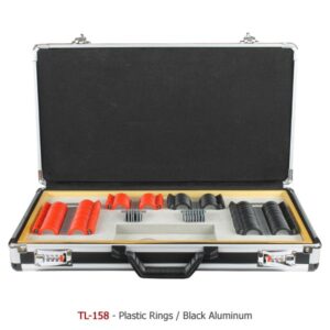 Caja de pruebas Luxvision con 158 lentes con aros de plastico y estuche de aluminio TL-158/BA/PL-0