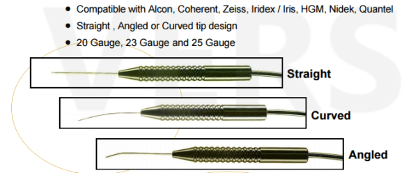 5233 Endo sonda laser Micro Vision calibre 23 G. recta compatible con laser IRIDEX / IRIS caja con 5-0