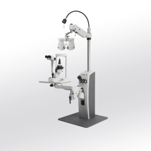 Stand Poste Oftalmico Topcon IS-5000 , con mesa para lampara de hendidura y brazop pantografico -0
