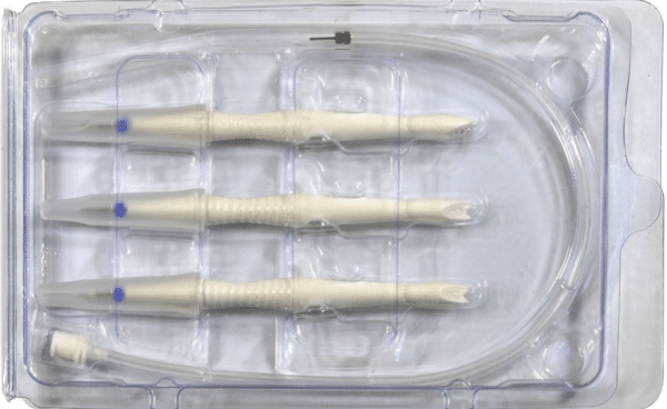 5229 One-Step set de trocars de 23Ga - caja con 5 incluye 3 trocares cuchilla Stiletto 3 trocares pre cargados con canulas una linea de infusion-0