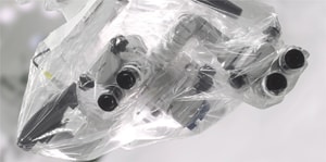 MD3 110-160 Funda esteril para microscopio quirurgico Carl Zeiss MD con 3 puertos de vision Cubre Objetivo de 65 mm, 1350 x 1600mm, caja con 10-2775