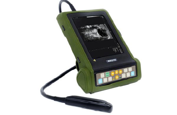 RKU-10 Equipo de Ultrasonido Veterinario digital portatil ideal para medianas especies como Ovejas cerdos y Cabras con un transductor sumergible de 3.5 mhz. y estuche de piel-0