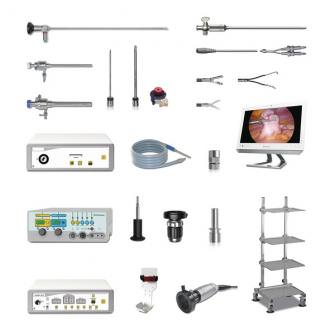 Set completo para Laparoscopia Veterinaria basico de una punsion adaptable a pequeñas, medianas y grandes especies con instrumentos y sistema de iluminacion y video -0
