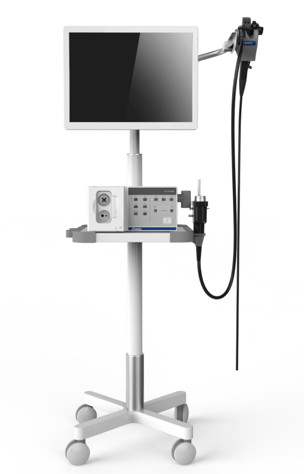 Carro simple para Endoscopia con base en H ruedas con freno base para procesador, brazo para Flexibles y base para panatlla -0