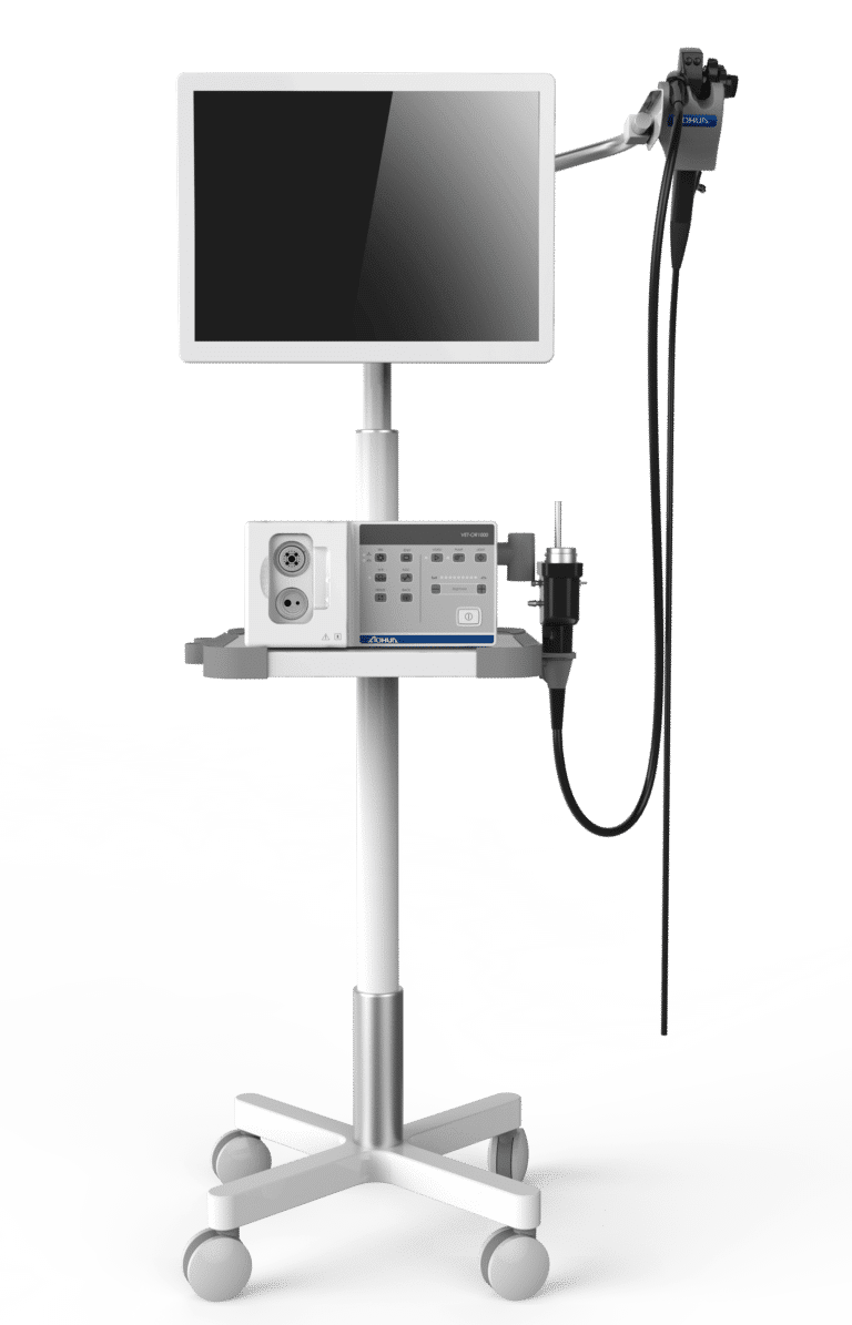 Carro simple para Endoscopia con base en H ruedas con freno base para procesador, brazo para Flexibles y base para panatlla -0