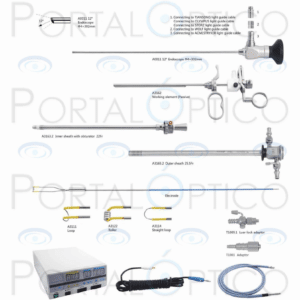 DQ-10 Set de Resectoscopio adulto Bipolar con elemento de trabajo camisas cable de fibra optica asas y telescopio 12 Grados 4.0 mm-0