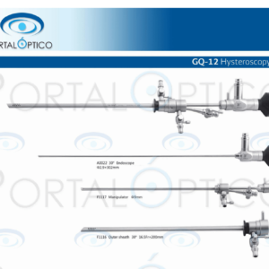 Set de Histeroscopio tipo BETTOCCHI diagnostica y quirurgica con lente de 2.9 mm, con camisas instrumentos puente inyterno para pinzas flexibles -0