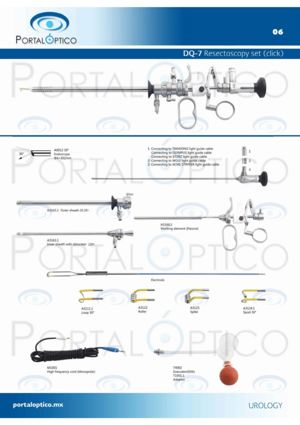 Renta MENSUAL de equipo para RTU o reseccion trans uretral equipo de endoscopia rígida solo set de instrumentos sin torre marca similar o compatible con universal-0