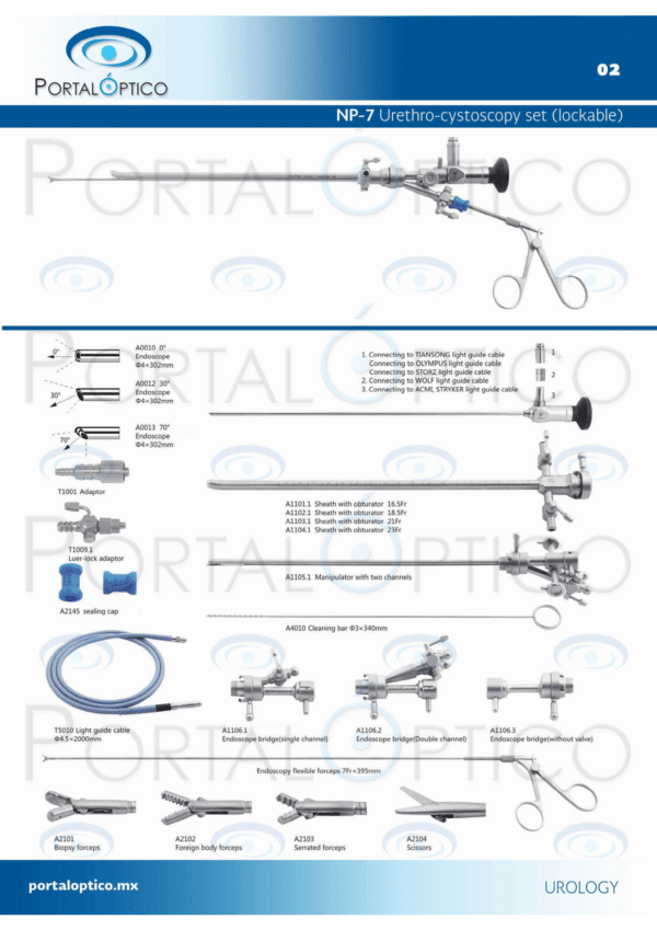 Renta MENSUAL de equipo para CISTOSCOPIA RIGIDA equipo de endoscopia solo set de instrumentos sin torre marca similar o compatible con universal-0