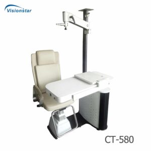 La unidad oftálmica VISION STAR CT-580 tiene un lujoso brazo oscilante con electricidad y puede girar hacia la izquierda y hacia la derecha.-0