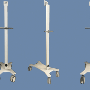 Torre abierta desarmable para equipo de endoscopia en general con soporte para pantalla y base rodable con frenos