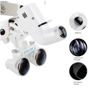 Tele Lupa binocular de 3.5X o Aumentos con 420 mm de distancia de trabajo ideal para micro cirugia luz led Opcional